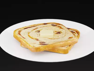 Cinnamon Bread Plate Low-poly 3D model