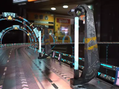 Sci Fi - Cyberpunk Street Light Low-poly 3D model