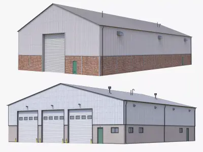 2 Industrial Buildings PBR 3D Model Pack