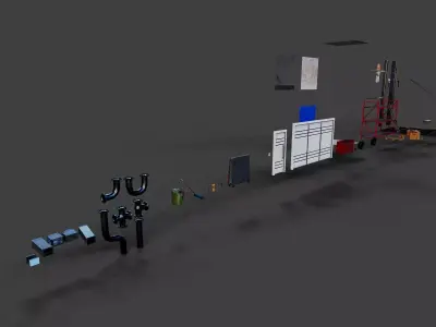 Garage props pack Low-poly 3D model