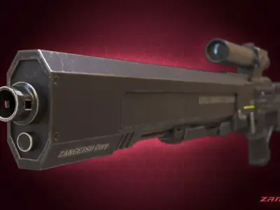 Sci-fi Sniper Rifle Low-poly 3D model