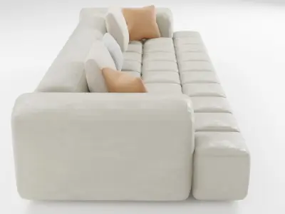 Suede sofa in a modern style in light colors 3D model