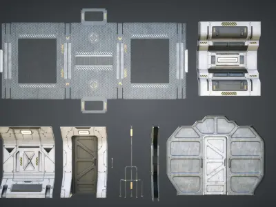 Sci Fi Corridor Marines Low-poly 3D model