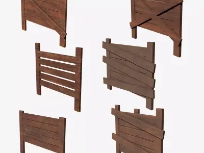 Barricades Defences Series Wall Wooden Line N1-6 G1  3D model