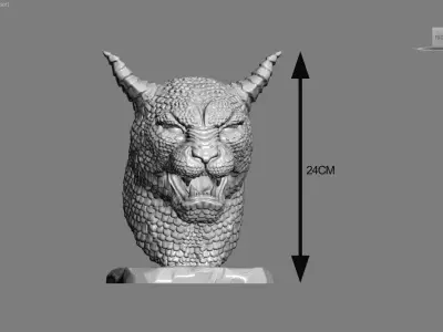 Lion dragon Headphone Stand Cyborg lion dragon Headset Stand 3D print model