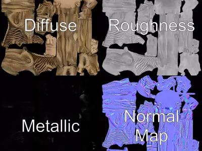 Alien Skeletal Figure model pack Low-poly 3D model