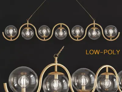 Kitchen Island Chandelier low poly 3d model Low-poly 3D model