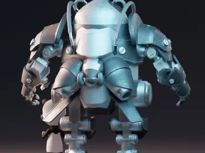 Robot Panda and Panda Kid Character 3D model