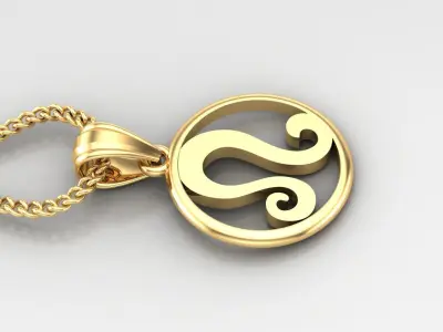 Circle Leo Light Gold Pendant Version 6 3D print model