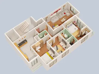 3D Floor plan-Interior plan 3D model