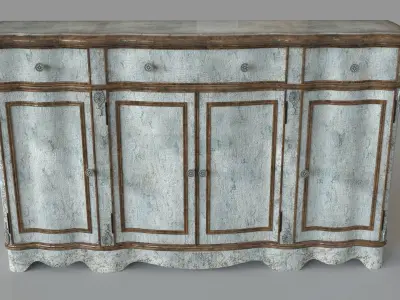 Pulaski Vintage Distressed Credenza Grey 3D model
