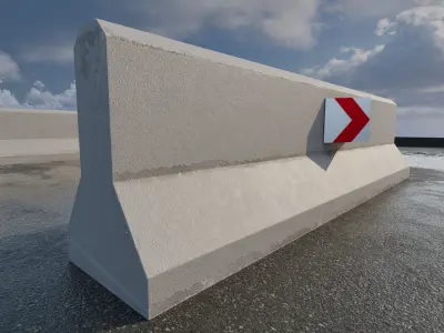 Concrete Road Barrier  3D model