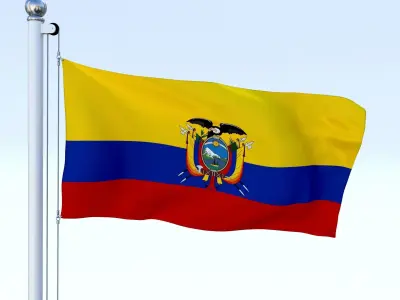 Animated Ecuador Flag Low-poly 3D model