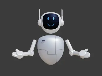 Robot Character Rigged Low-poly 3D model