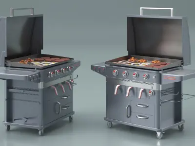  Air Fryer Gas Grill with Cooking Breakfast Food in Use 