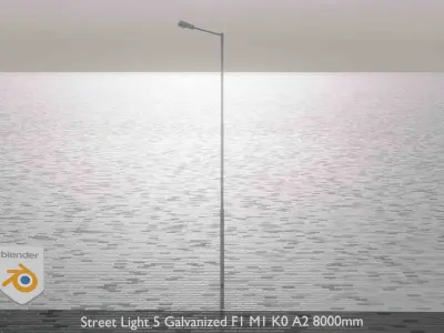 Street Light 5 Galvanized F1 M1 K0 A2 8000mm Low-poly 3D model