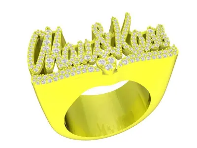 A7843 Hip Hop Letter Ring 3D Model 3D print model