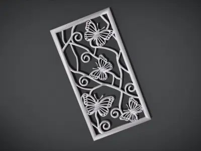 Window ventilation ornaments with Butterfly motifs Low-poly 3D model