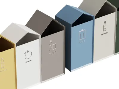 527 exterior and architecture 19 trash cans recycling ridge 3D model