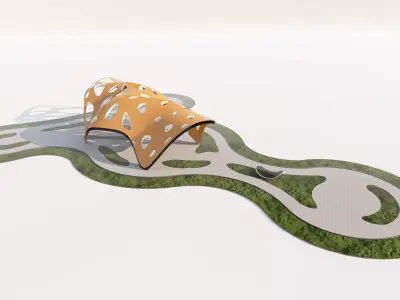 Modern Organic Lattice Structure Pavilion Low-poly 3D model