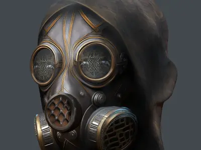 Gas mask helmet 3d model military combat Low-poly Low-poly 3D model