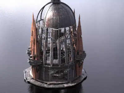 Volcano Tower castle Ruin 1 3D model