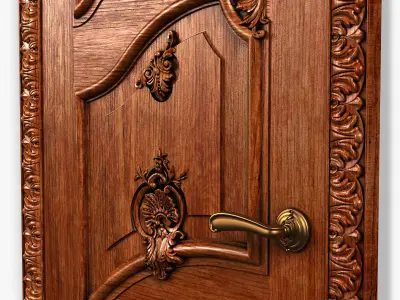 Door0044 ornate wooden door 3D model