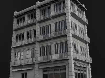 OLD RETRO CLASSICAL BUILDING 3 Low-poly 3D model