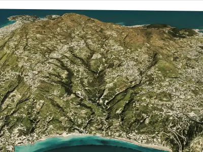 Ischia island 3d model terrain Low-poly 3D model