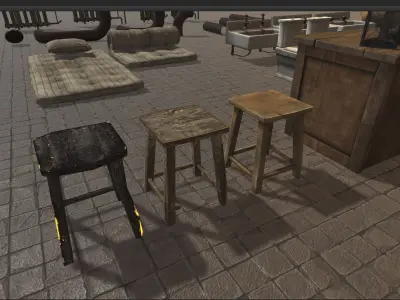 Urban Interior Props Pack Low-poly 3D model
