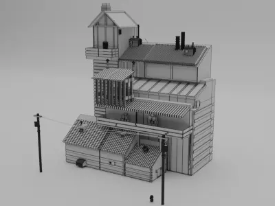 Low poly 3D building for games Free low-poly 3D model