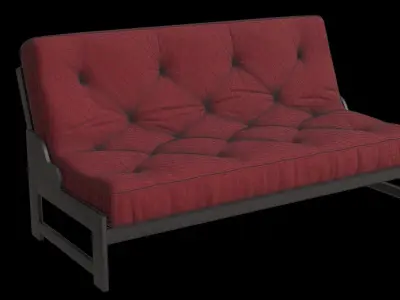 Red Futon Sofa Low-poly 3D model
