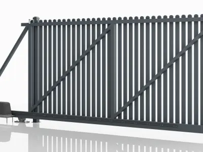 Aluminum Electric Sliding Gate - Model 3 - 3D model