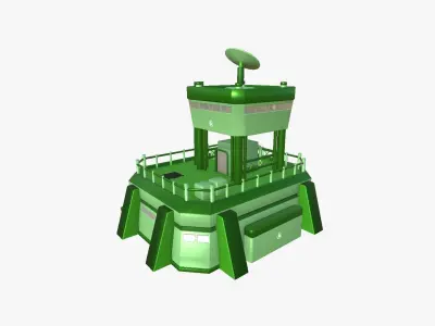 SciFi Facility B06 Green - Sci Fi Exterior Design Low-poly 3D model