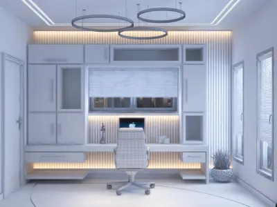 Study room Interior Scene 3D model