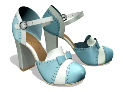 Retro Vintage Heel Shoes Low-poly 3D model