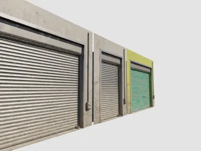 rolling shutter door shop front 4k pbr textures Low-poly 3D model