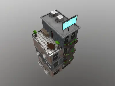 Cyberpunk City - Building 31 Low-poly 3D model