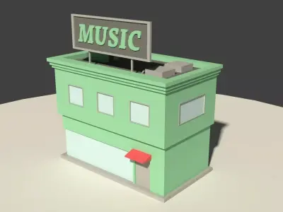 Low Poly Music Store Low-poly 3D model