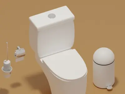 Toilet Toilet Brush Toilet Paper 3D model