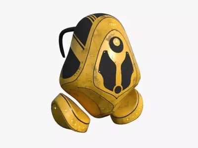 SciFi Backpack H02 Yellow - Fashion Character Design Low-poly 3D model