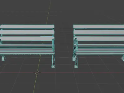 pavement bench Low-poly 3D model