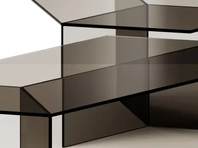 Glass Isom Oblong and Square Coffee Tables by Sebastian Scherer 3D model