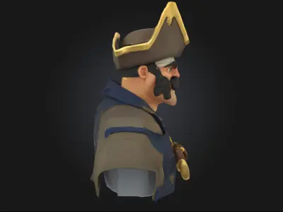 Captain Mustachio  Stylized Pirate Character 3D model