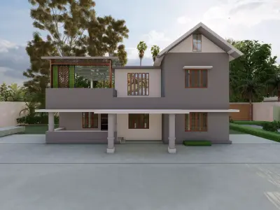 4 BEDROOM HOUSE AT KERALA 3D model