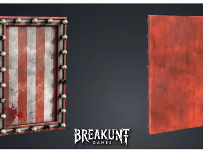 Horror Circus Panel with Wall Panel 2 - 2 assets Low-poly 3D model