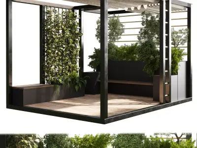 Landscape Furniture with Pergola and Roof garden 03 3D model