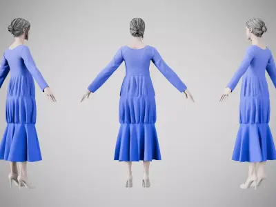 Dress 25 Very Light Blue Low-poly 3D model