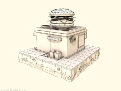 Cartoon Burger Cafe Low-poly 3D model