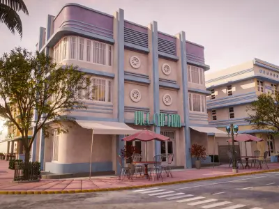 MIAMI VICE CITY ART DECO BUILDING 4 Low-poly 3D model